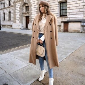 Zara Faux Fur Double Breasted Coat